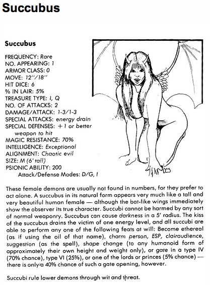 Succubus 1st Edition Advanced Dungeons And Dragons The Wiki Of The Succubi Succuwiki 9122