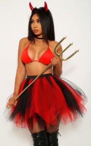 Red Black Devil Tutu Two Piece Costume